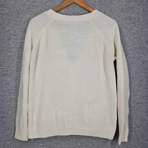 LOVE BY DESIGN WOMEN'S CREAM CABLE KNIT CARDIGAN FRONT POCKETS – SIZE SMALL - Picture 2 of 9